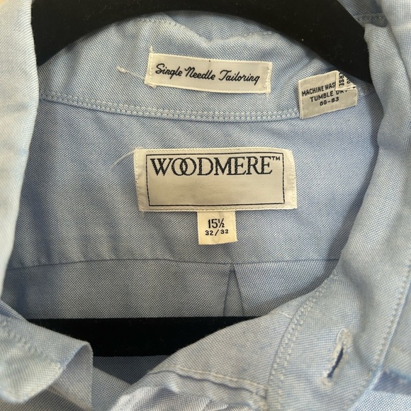 WOODMERE Men’s Button Down Shirt Size 15.5 32/33 Light Blue Oxford - Picture 2 of 3